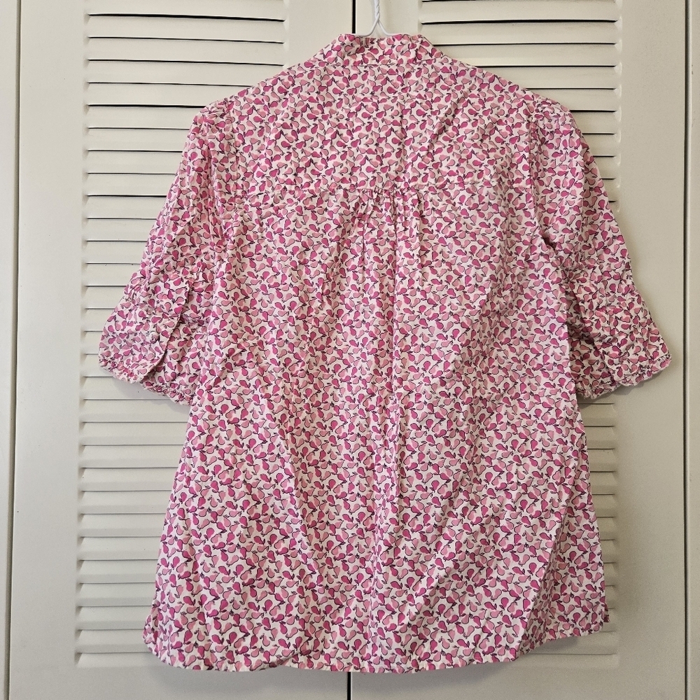 Lilly Pulitzer Pears Half Sleeve Top Pink Black & White Size 2 - Picture 4 of 10